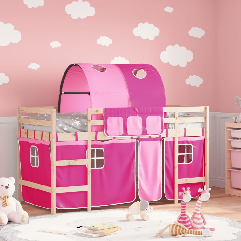 vidaXL Kids' Loft Bed with Tunnel 80x200 cm Pine Wood White and Black
