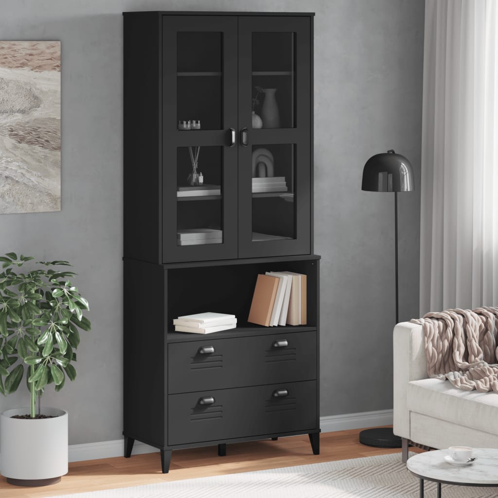 vidaXL Hoge kast VIKEN 80x40x200 cm massief grenenhout wit