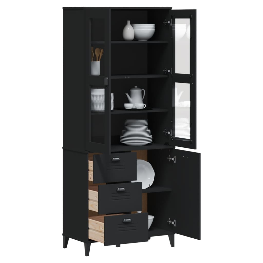 vidaXL Hoge kast VIKEN 80x40x190 cm massief grenenhout wit