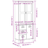 vidaXL Hoge kast VIKEN 80x40x190 cm massief grenenhout wit