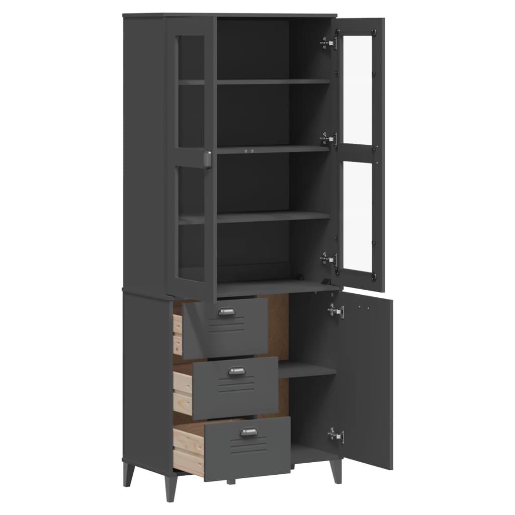 vidaXL Hoge kast VIKEN 80x40x190 cm massief grenenhout wit