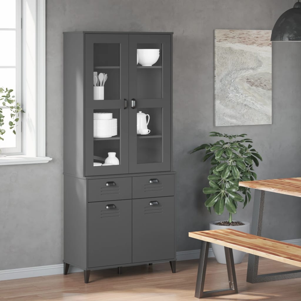 vidaXL Hoge kast VIKEN 80x40x190 cm massief grenenhout wit