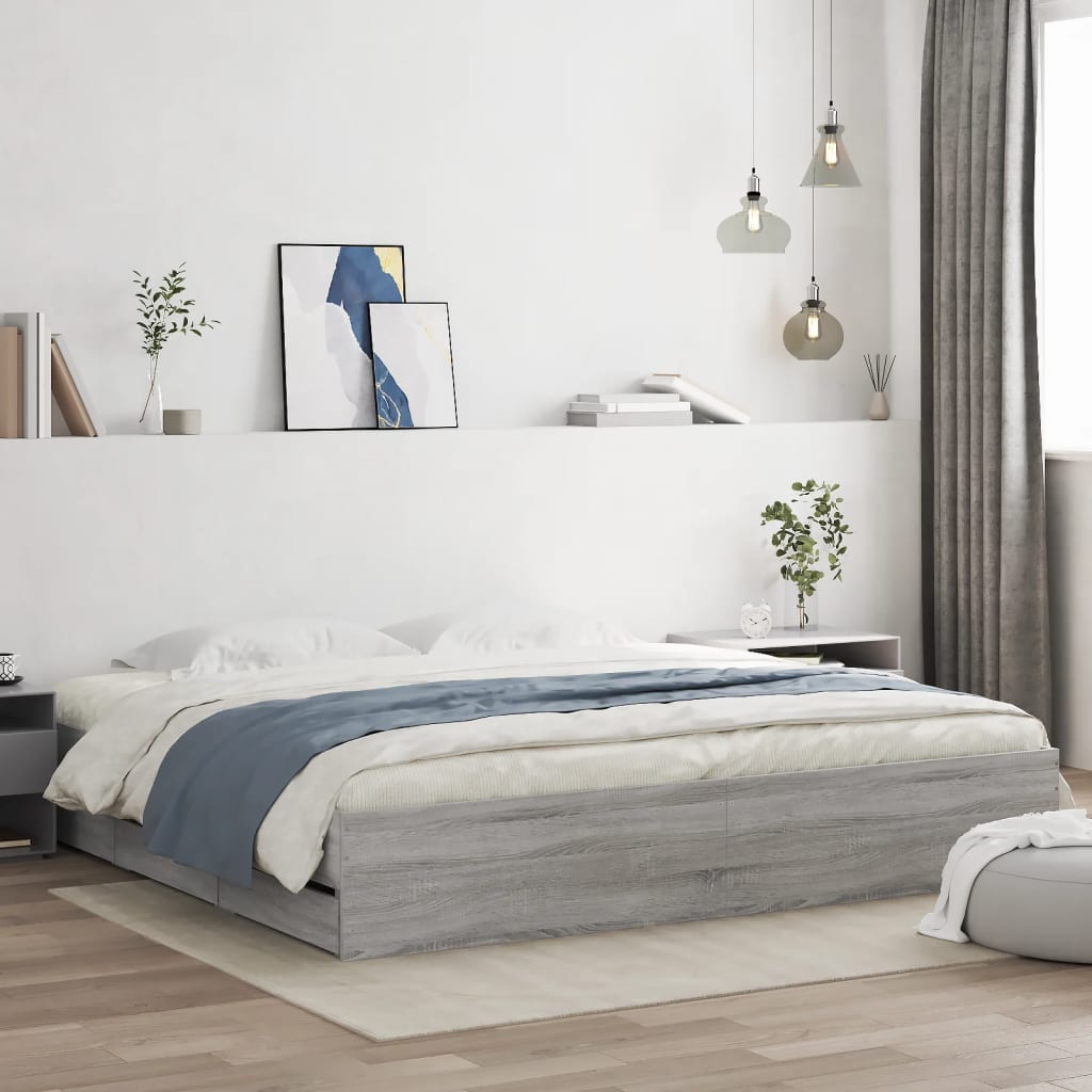 vidaXL Bedframe met lades bewerkt hout wit 200x200 cm