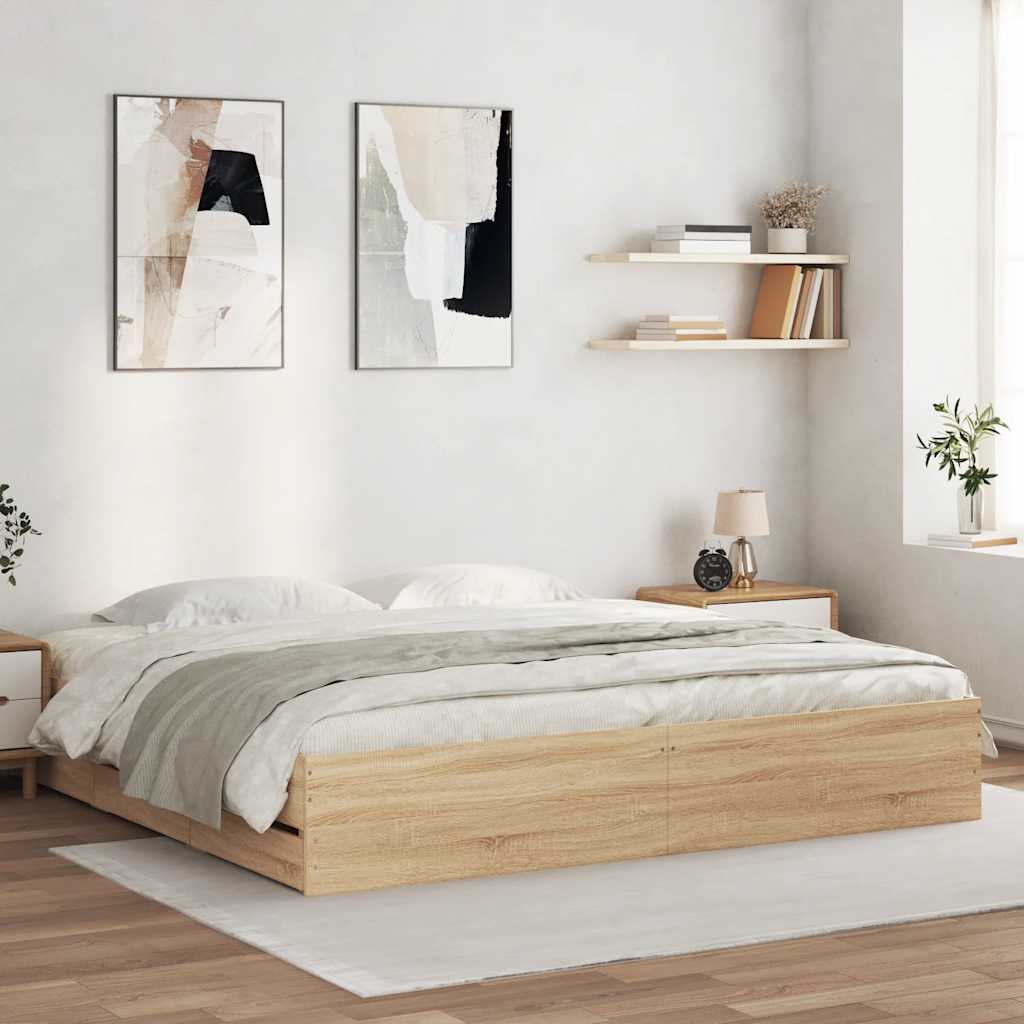 vidaXL Bedframe met lades bewerkt hout wit 200x200 cm