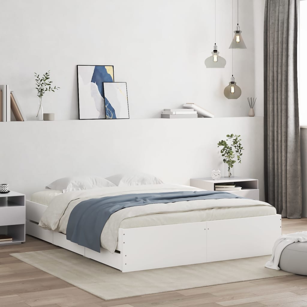 vidaXL Bedframe met lades bewerkt hout wit 200x200 cm