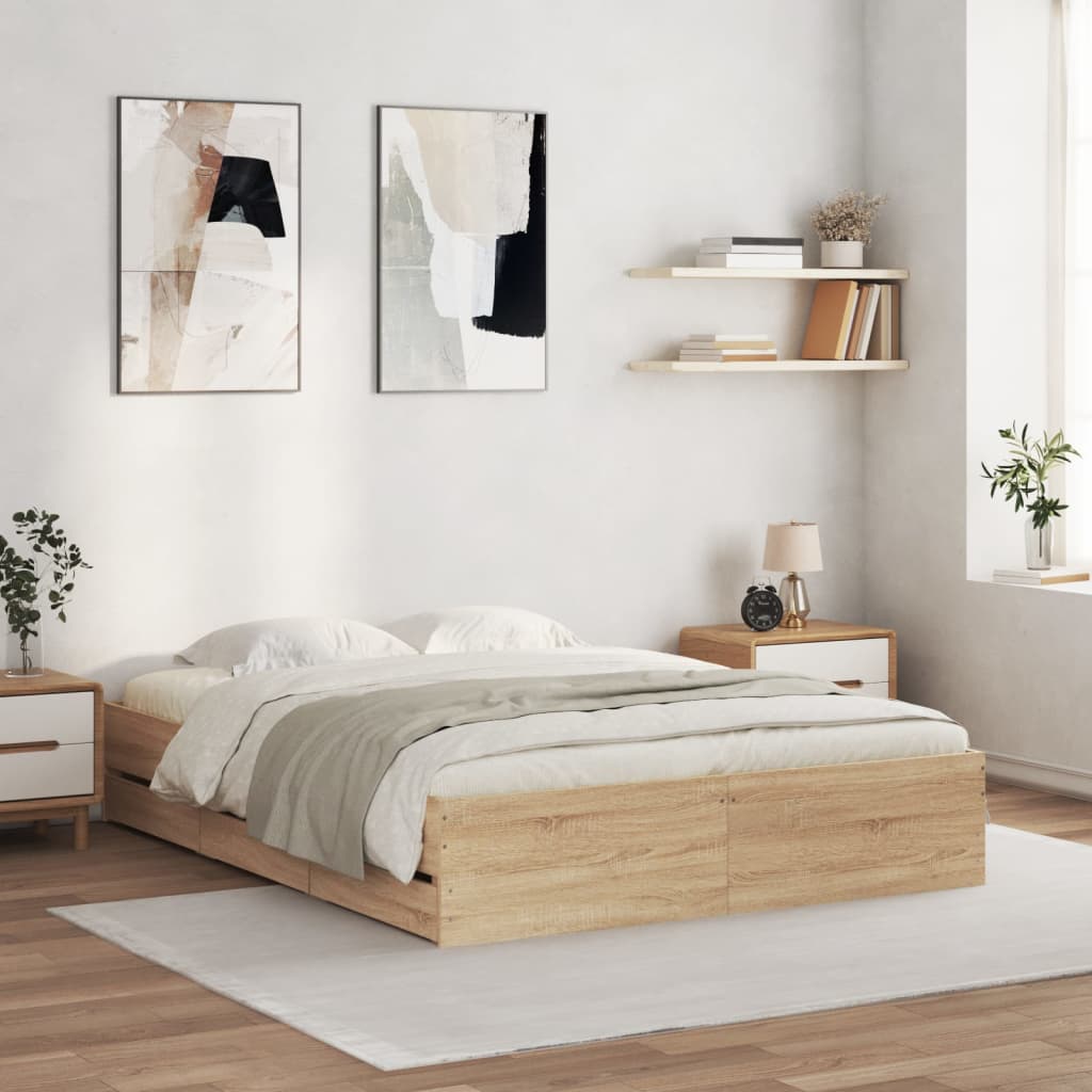 vidaXL Bedframe met lades bewerkt hout wit 200x200 cm