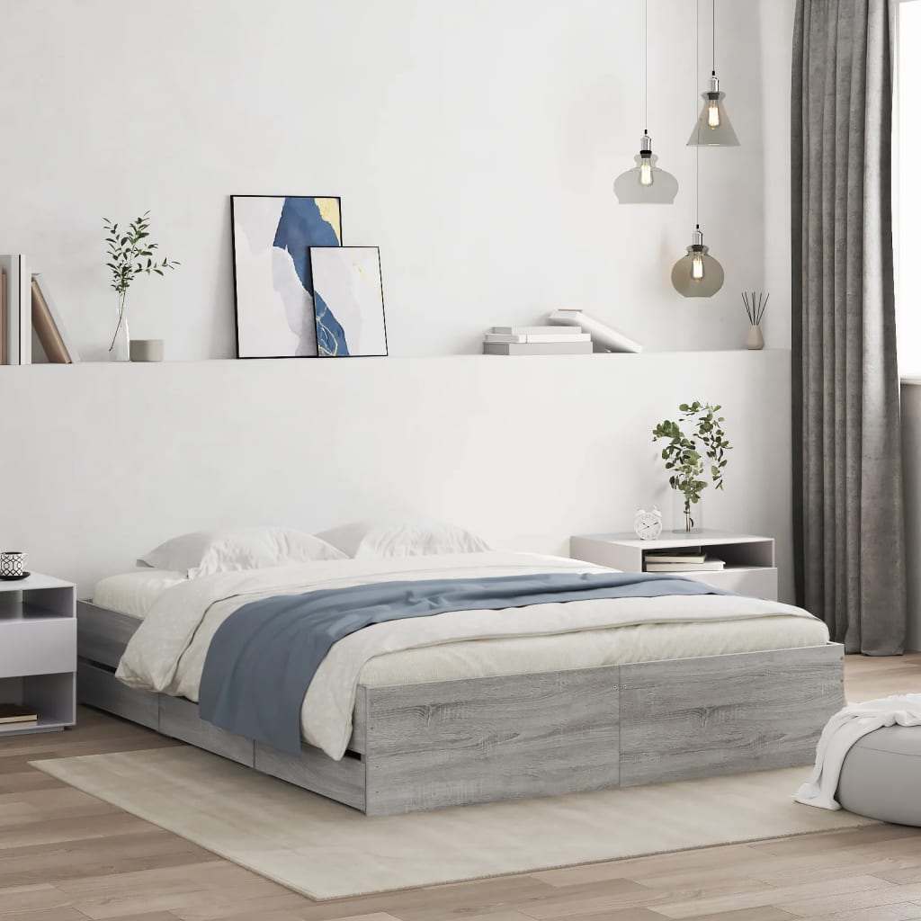 vidaXL Bedframe met lades bewerkt hout wit 200x200 cm