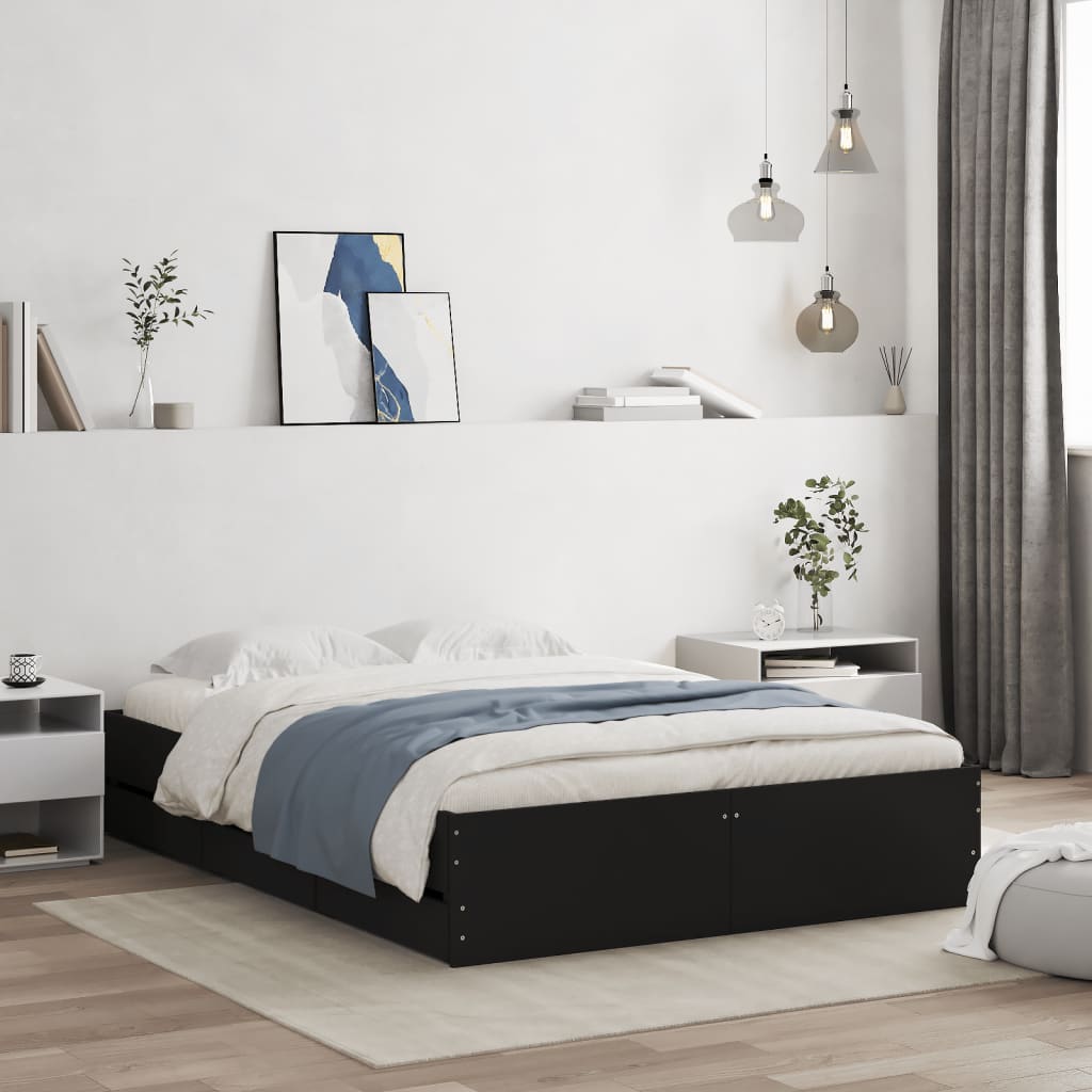 vidaXL Bedframe met lades bewerkt hout wit 200x200 cm