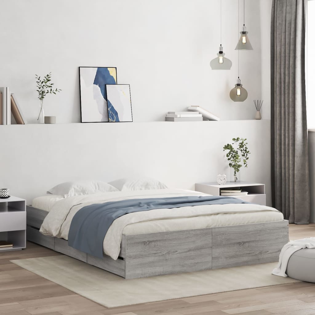 vidaXL Bedframe met lades bewerkt hout wit 200x200 cm