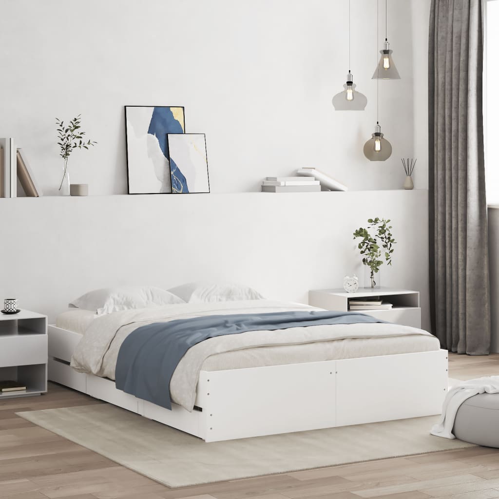 vidaXL Bedframe met lades bewerkt hout wit 200x200 cm