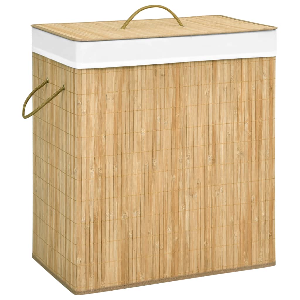 vidaXL Wasmand avec 2 sacs 72 L bambou