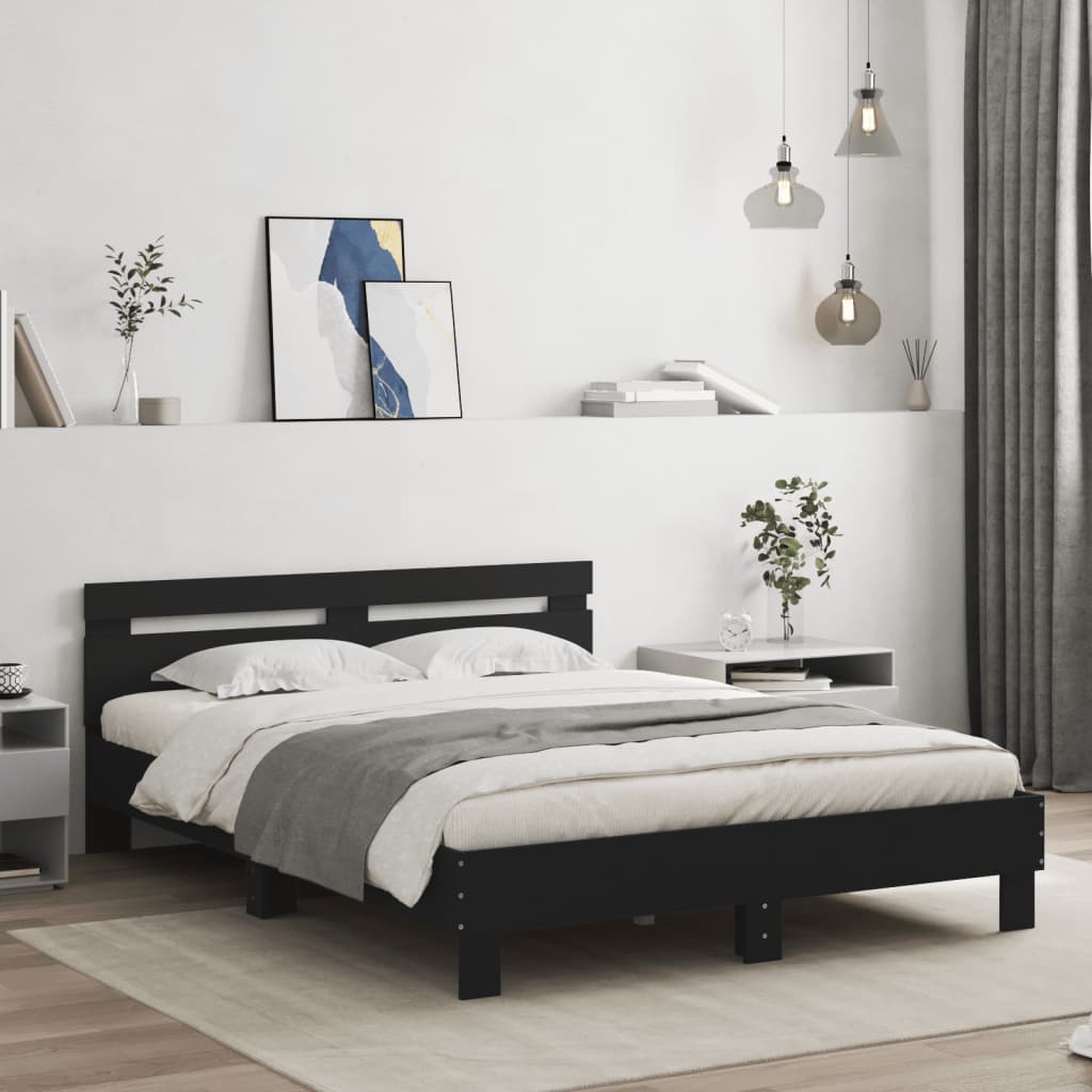 vidaXL Bed Frame with Headboard Solid Wood White 200x200 cm