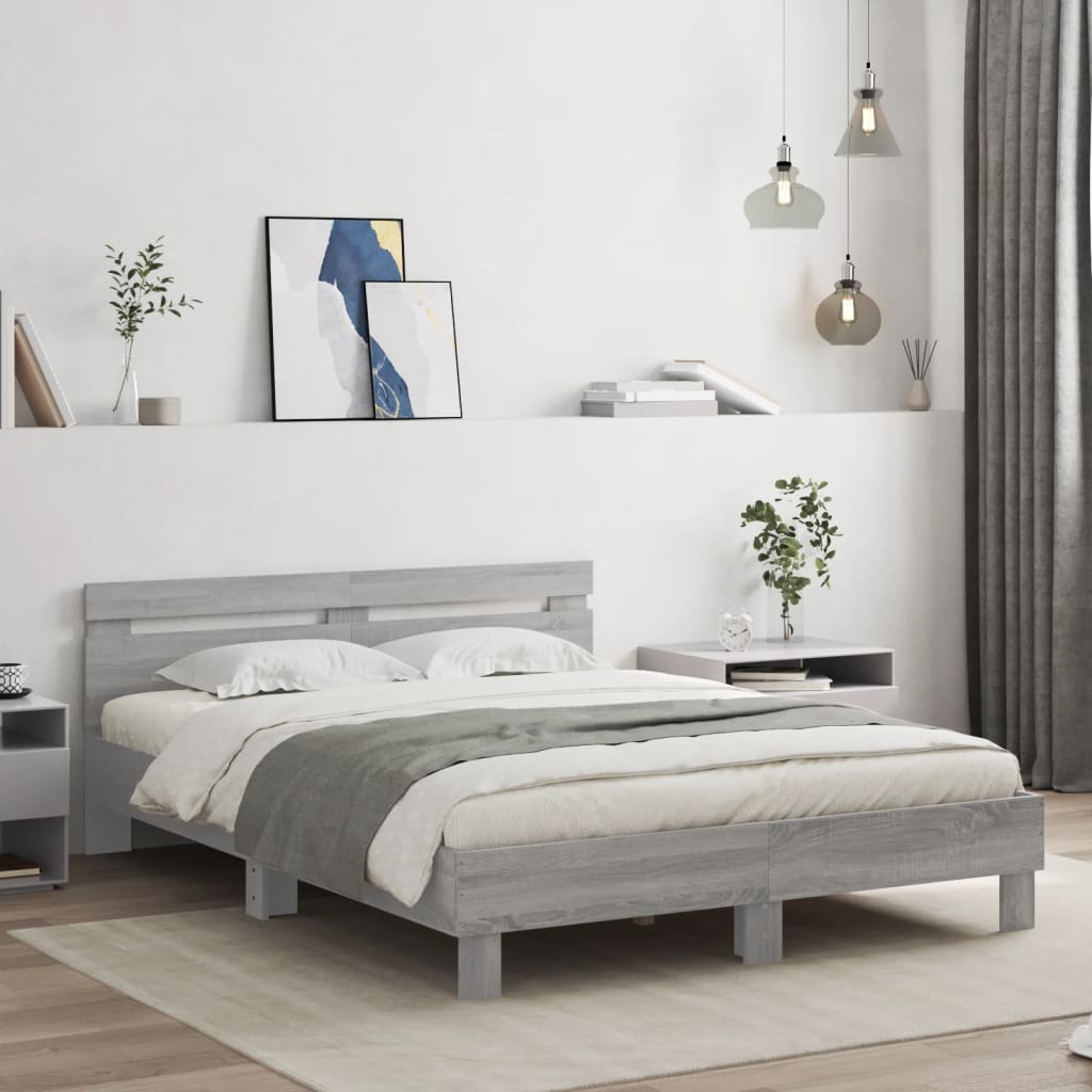 vidaXL Bed Frame with Headboard Solid Wood White 200x200 cm