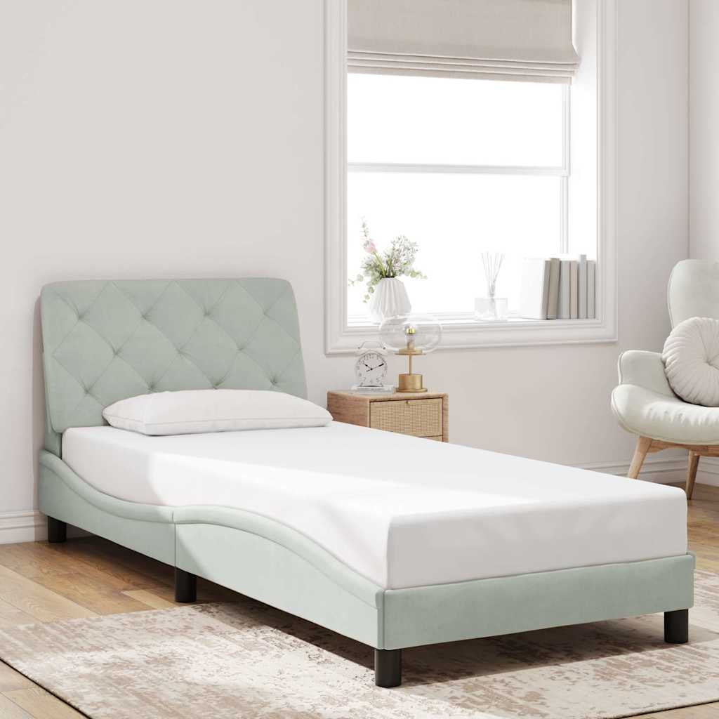 vidaXL Bed Frame without Mattress 80x200 cm Velvet Light Grey