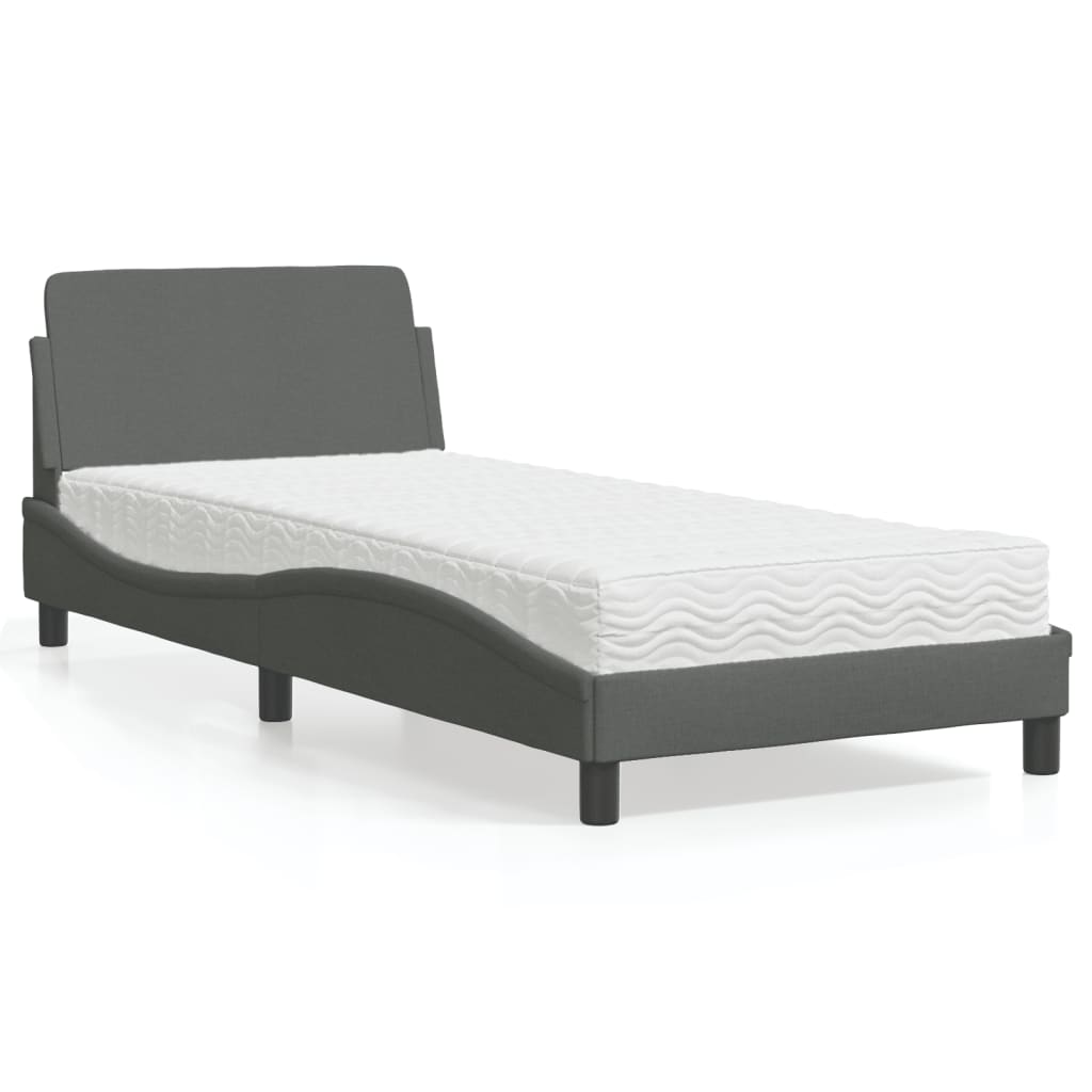 vidaXL Bed met matras "Dover" stof lichtgrijs 80x200 cm
