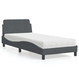 vidaXL Bed met matras "Dover" fluweel lichtgrijs 80x200 cm