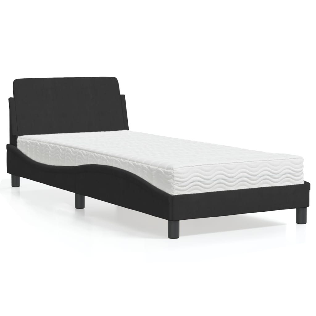 vidaXL Bed met matras "Dover" fluweel lichtgrijs 80x200 cm