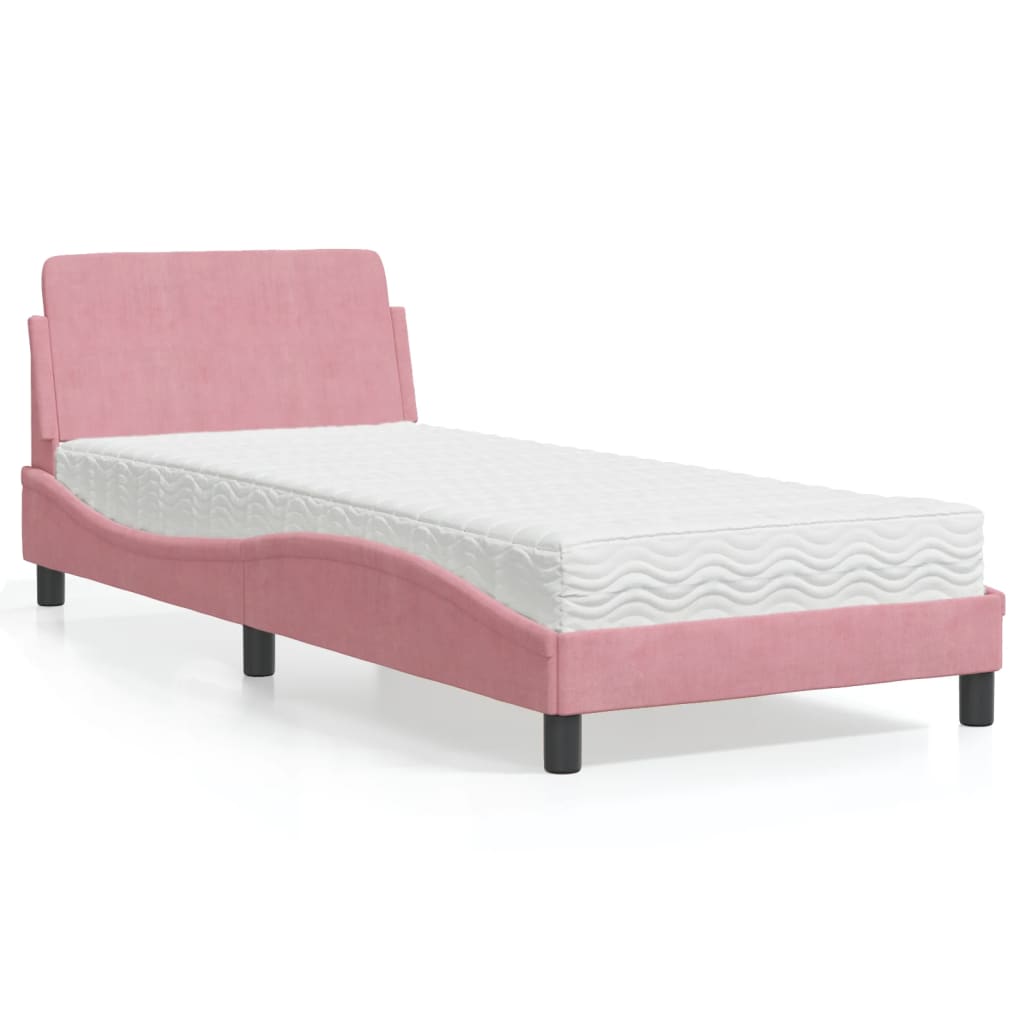 vidaXL Bed met matras "Dover" fluweel lichtgrijs 80x200 cm