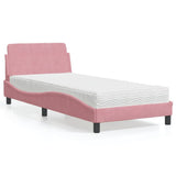 vidaXL Bed met matras "Dover" fluweel lichtgrijs 80x200 cm