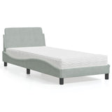 vidaXL Bed met matras "Dover" fluweel lichtgrijs 80x200 cm