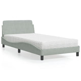 vidaXL Bed met matras "Dover" fluweel lichtgrijs 80x200 cm