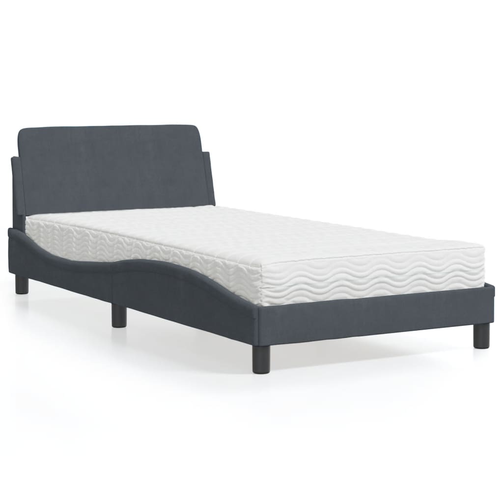 vidaXL Bed met matras "Dover" fluweel lichtgrijs 80x200 cm