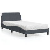 vidaXL Bed met matras "Dover" fluweel lichtgrijs 80x200 cm