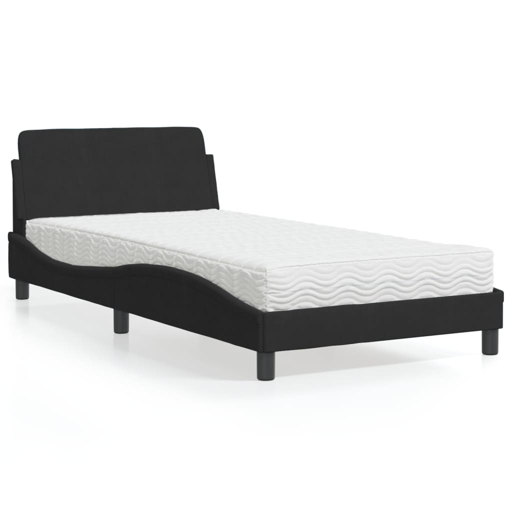 vidaXL Bed met matras "Dover" fluweel lichtgrijs 80x200 cm
