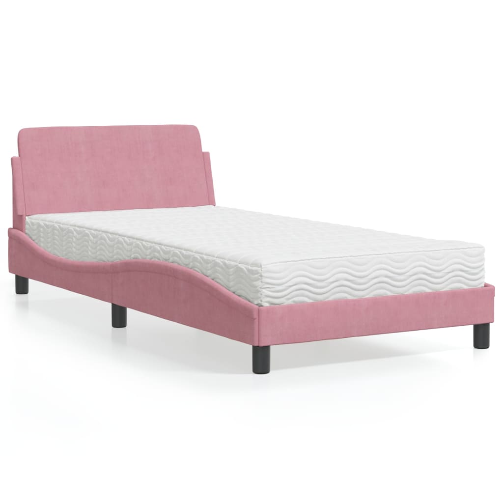 vidaXL Bed met matras "Dover" fluweel lichtgrijs 80x200 cm