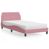 vidaXL Bed met matras "Dover" fluweel lichtgrijs 80x200 cm