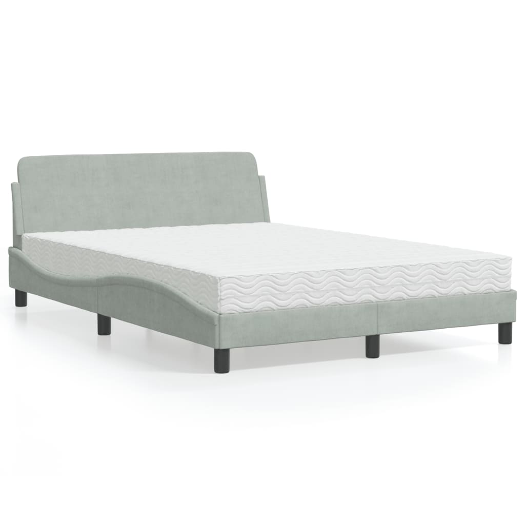 vidaXL Bed met matras "Dover" fluweel lichtgrijs 80x200 cm