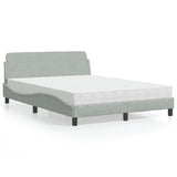 vidaXL Bed met matras "Dover" fluweel lichtgrijs 80x200 cm