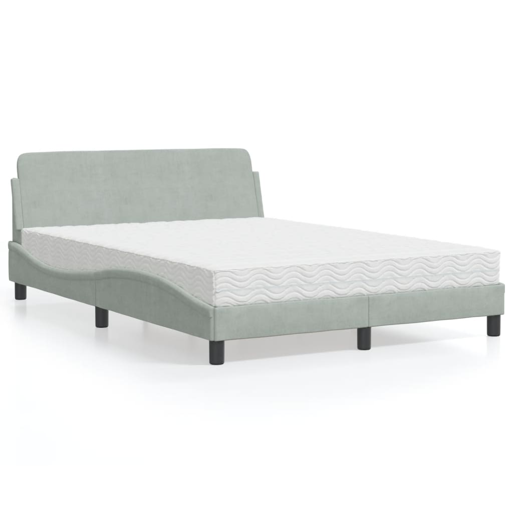 vidaXL Bed met matras "Dover" fluweel lichtgrijs 80x200 cm