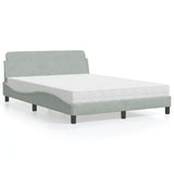 vidaXL Bed met matras "Dover" fluweel lichtgrijs 80x200 cm