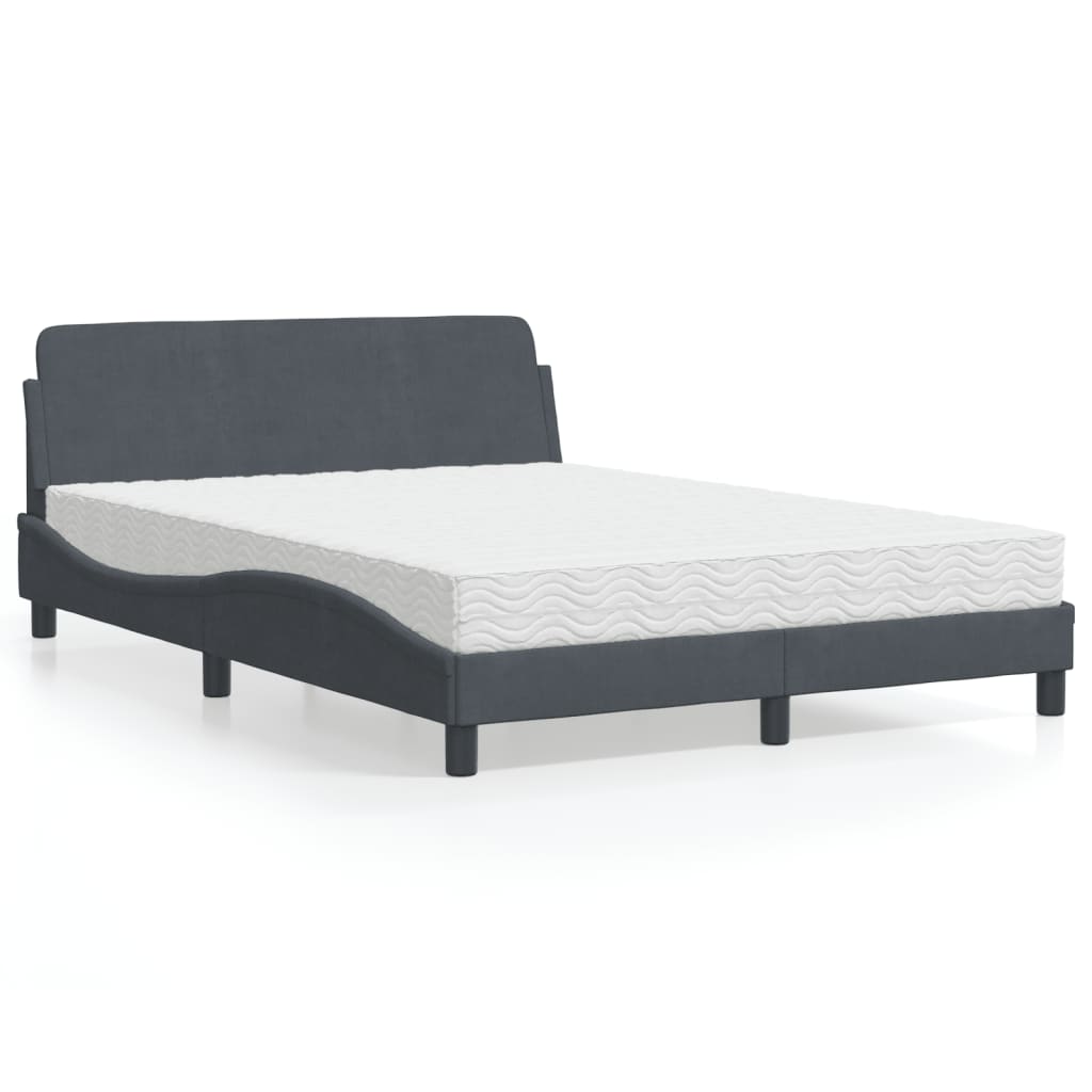 vidaXL Bed met matras "Dover" fluweel lichtgrijs 80x200 cm