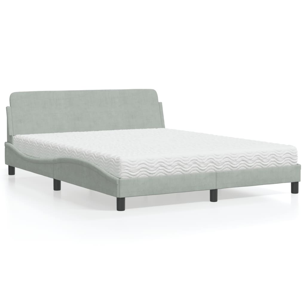 vidaXL Bed met matras "Dover" fluweel lichtgrijs 80x200 cm