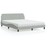 vidaXL Bed met matras "Dover" fluweel lichtgrijs 80x200 cm