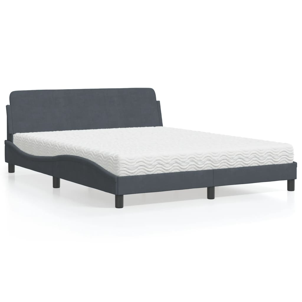 vidaXL Bed met matras "Dover" fluweel lichtgrijs 80x200 cm