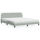 vidaXL Bed met matras "Dover" fluweel lichtgrijs 80x200 cm