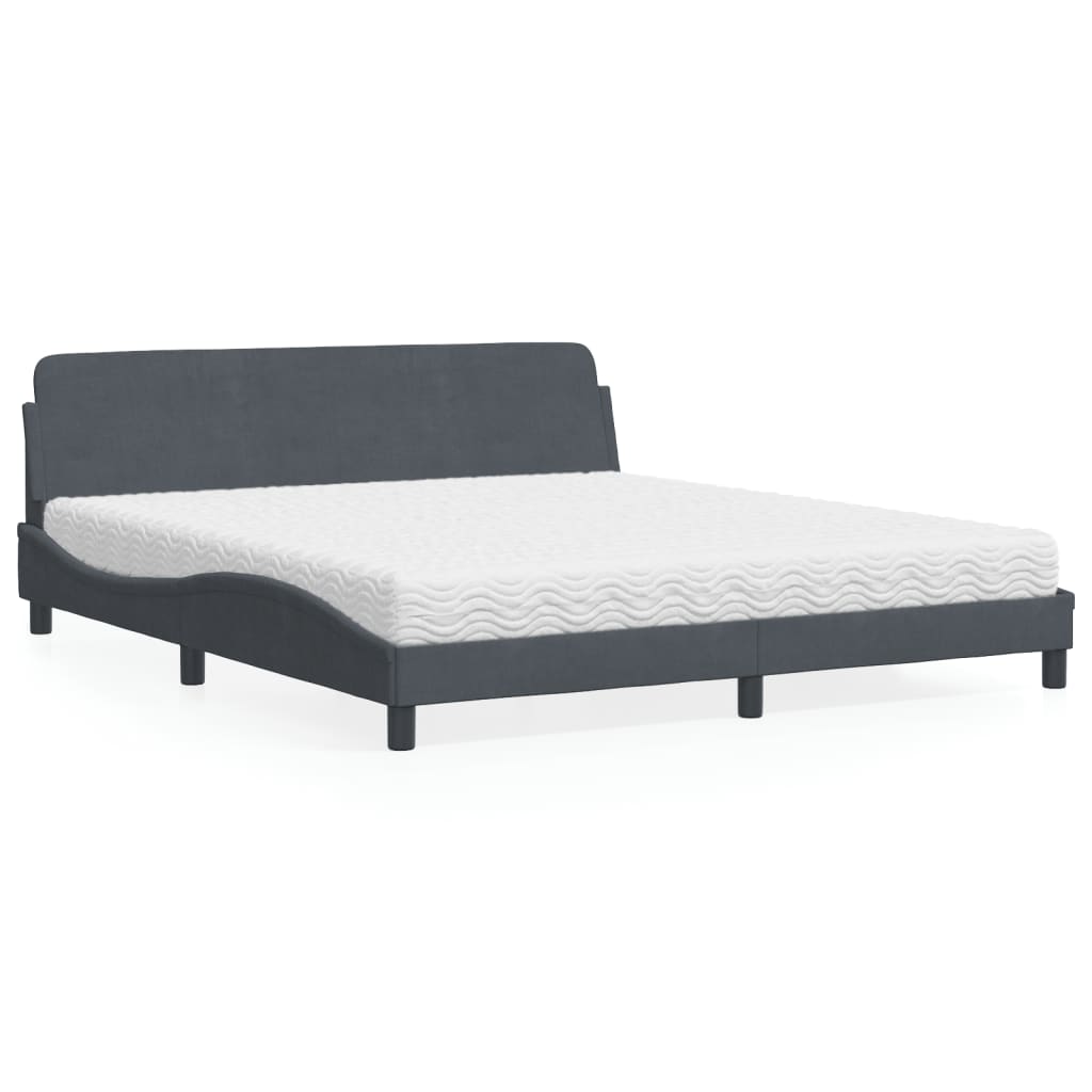 vidaXL Bed met matras "Dover" fluweel lichtgrijs 80x200 cm