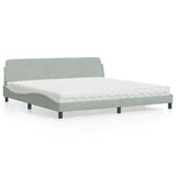 vidaXL Bed met matras "Dover" fluweel lichtgrijs 80x200 cm