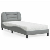 vidaXL Lit avec matelas "Hvar" gris en tissu 80x200 cm