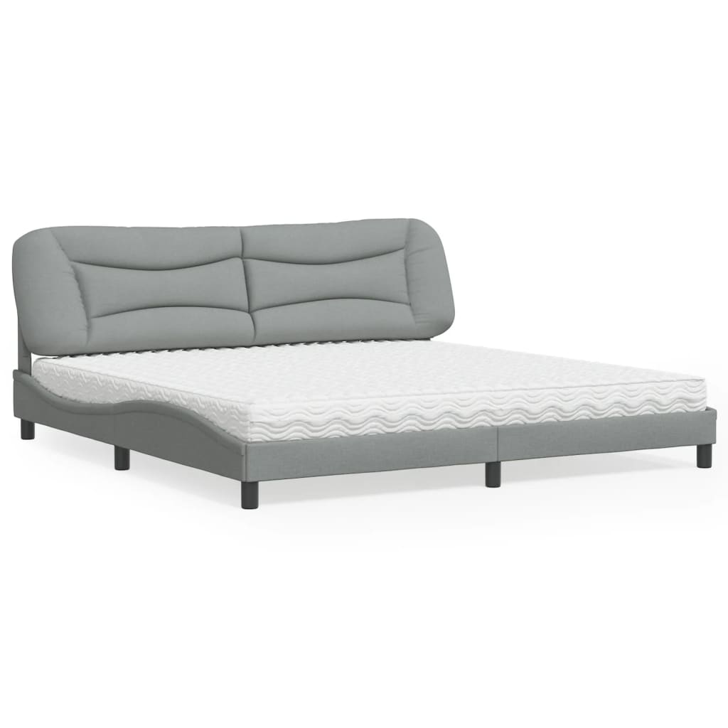 vidaXL Lit avec matelas "Hvar" gris en tissu 80x200 cm