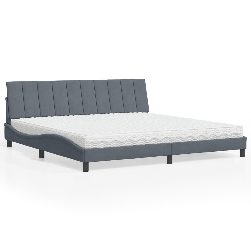 vidaXL Bed met matras "Hanko" fluweel lichtgrijs 80x200 cm