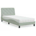 vidaXL Bed with Mattress Velvet Light Grey 80x200 cm