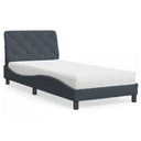 vidaXL Bed with Mattress Velvet Light Grey 80x200 cm
