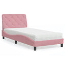 vidaXL Bed with Mattress Velvet Light Grey 80x200 cm