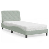 vidaXL Bed met matras fluweel lichtgrijs 80x200 cm