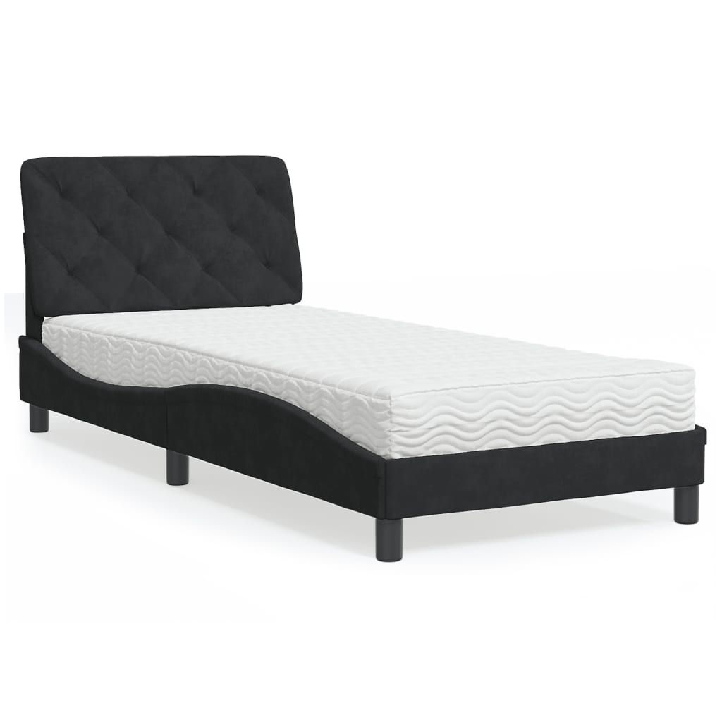 vidaXL Bed met matras fluweel lichtgrijs 80x200 cm