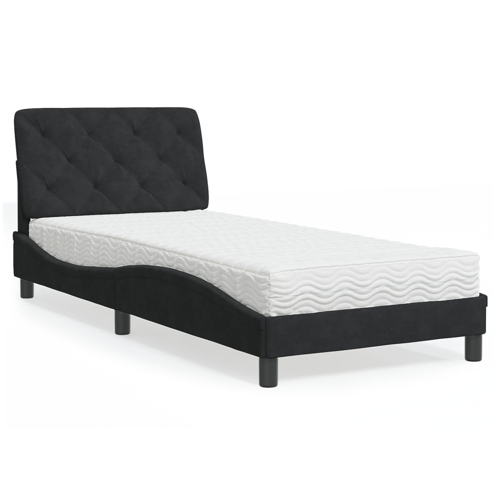vidaXL Bed met matras fluweel lichtgrijs 80x200 cm